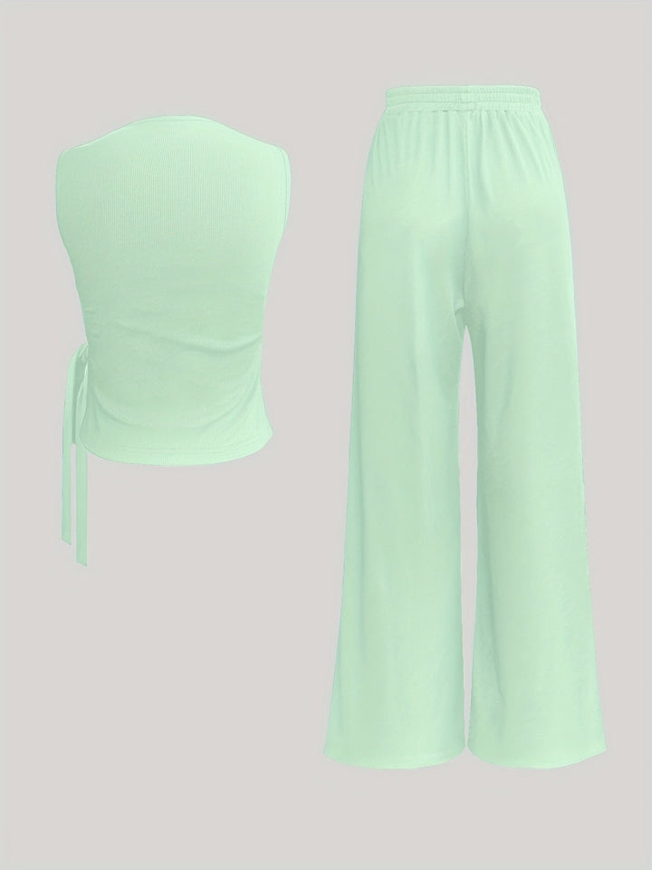 Tweedelige Set - Mouwloze Top & Wijde Pijpen Broek