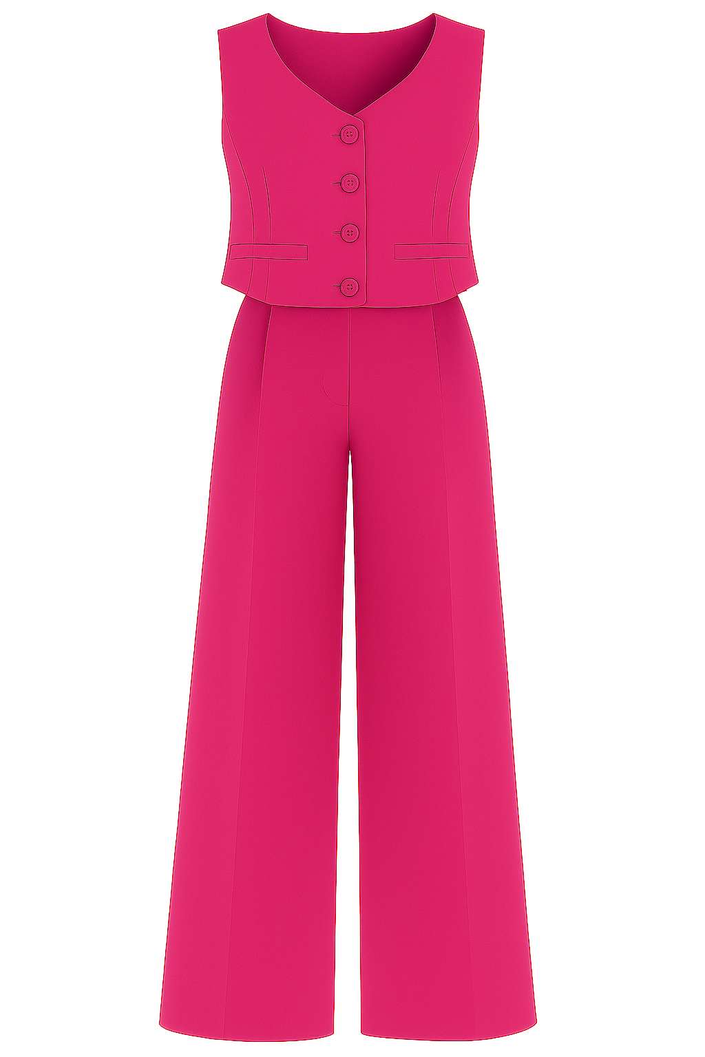 Tweedelige Set – Mouwloze V-hals Top & Wijde Broek