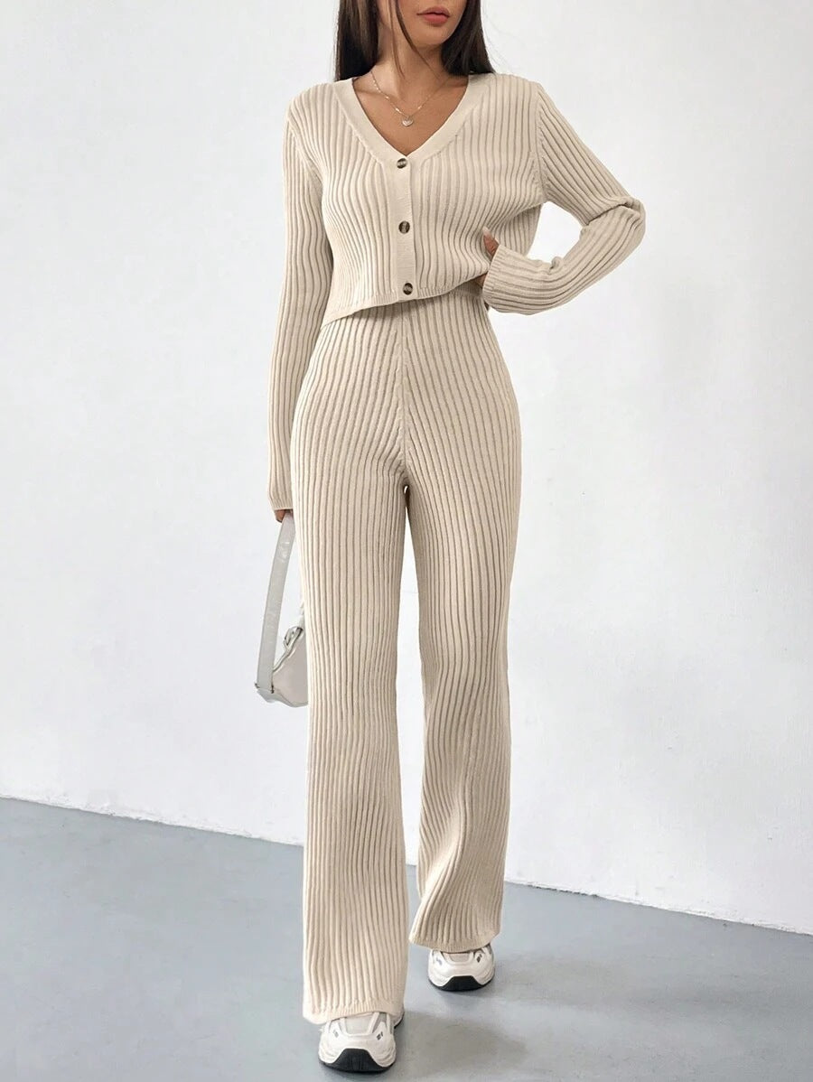 Tweedelige Set – V Hals Vest & Bootcut Broek Beweegvrij