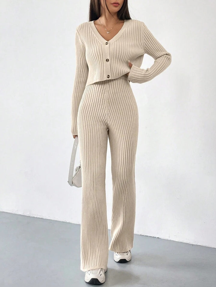 Tweedelige Set – V Hals Vest & Bootcut Broek Beweegvrij
