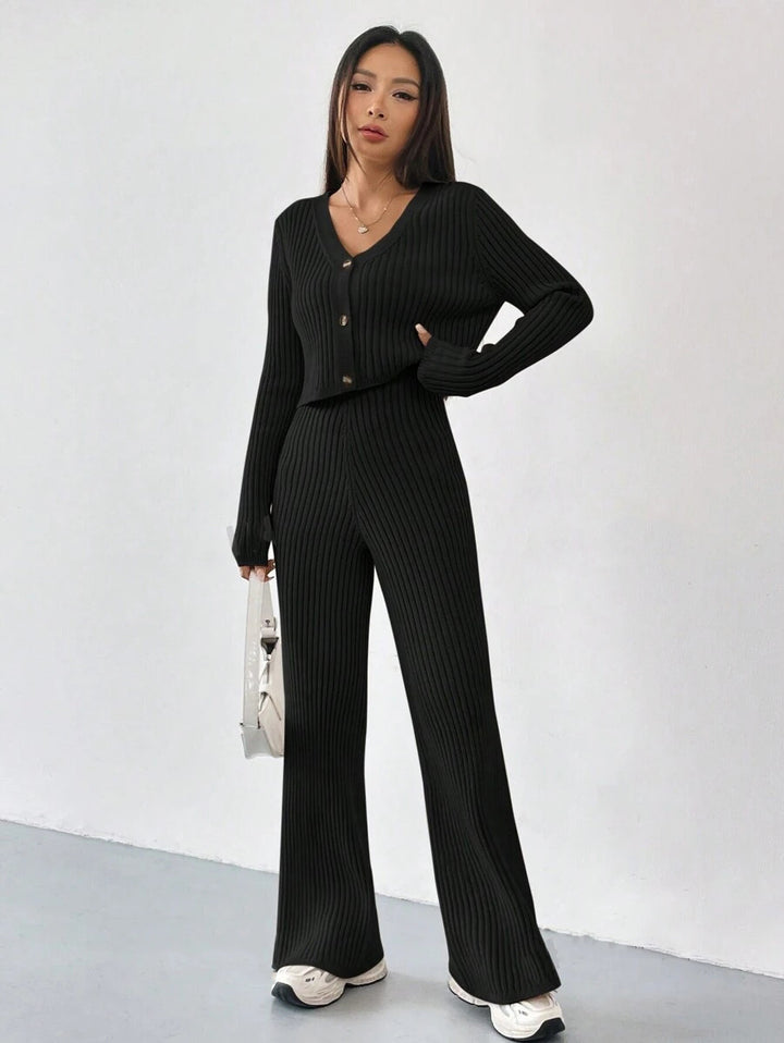 Tweedelige Set – V Hals Vest & Bootcut Broek Beweegvrij