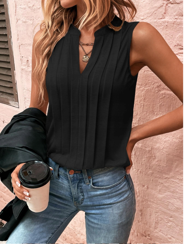 V-Hals Blouse - Kantdetail & Ademend Stofontwerp