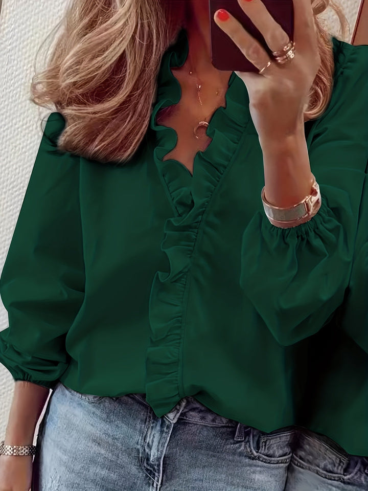 V-Hals Blouse - Rimpeltrim & Ademend Lichtgewicht Stof