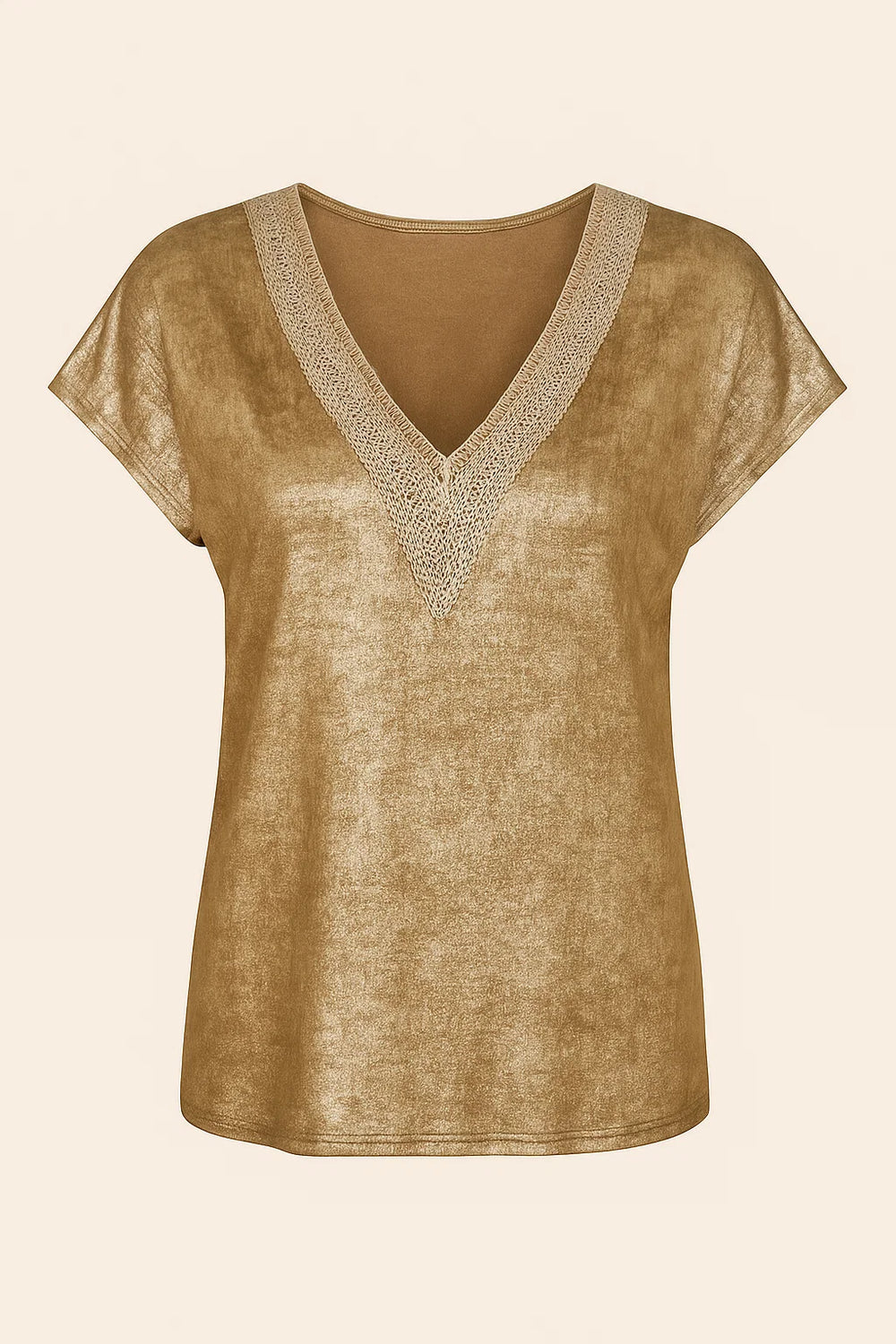 V-Hals Korte Mouwen Blouse - Foliedruk & Casual Ontwerp