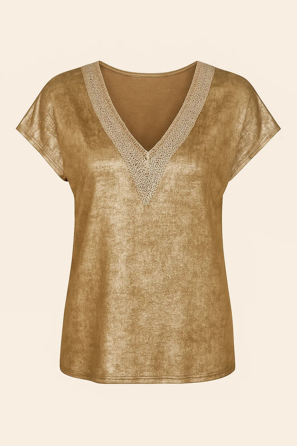 V-Hals Korte Mouwen Blouse - Foliedruk & Casual Ontwerp