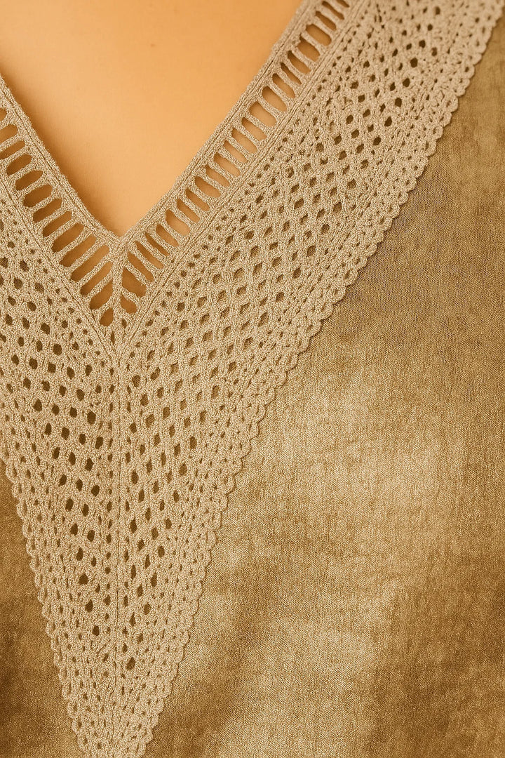 V-Hals Korte Mouwen Blouse - Foliedruk & Casual Ontwerp