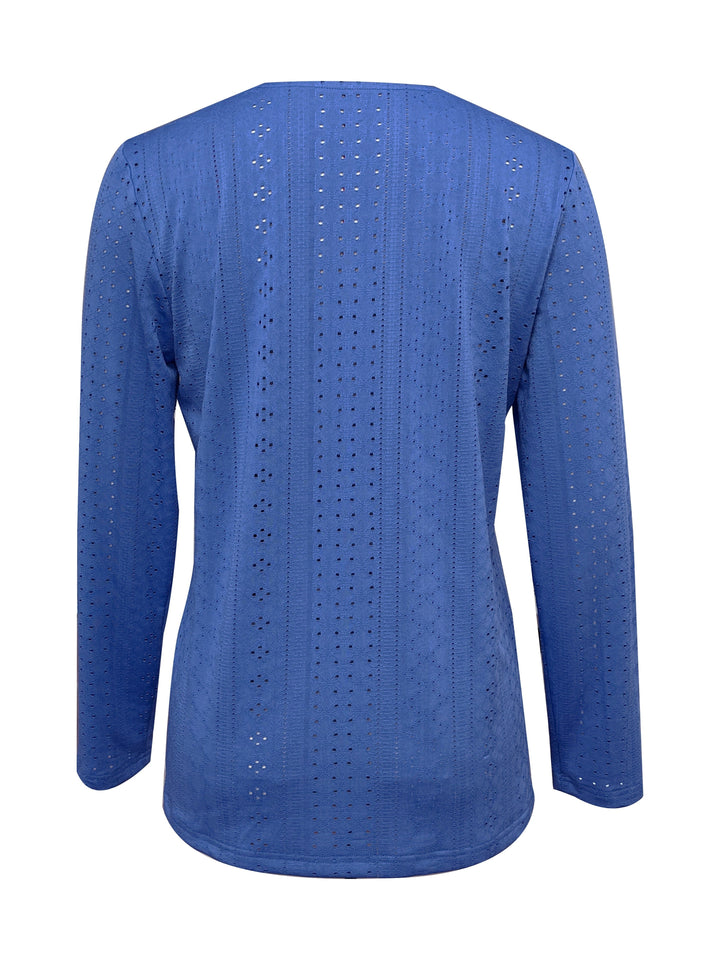 V-hals Blouse - Ooglet Detail & Semi-doorzichtig Stof