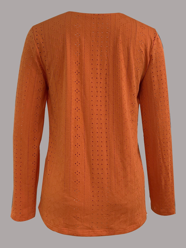 V-hals Blouse - Ooglet Detail & Semi-doorzichtig Stof