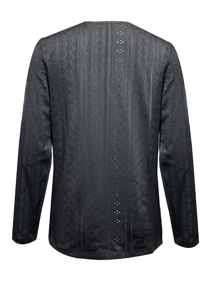 V-hals Blouse - Ooglet Detail & Semi-doorzichtig Stof