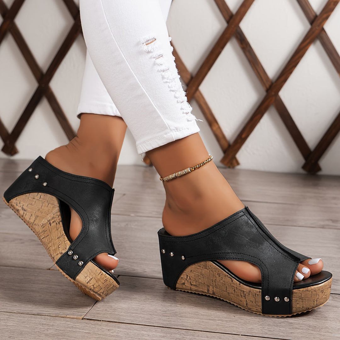 Vintage-Inspiratie Sleehak Sandalen - Open Teen & Gemakkelijk Aan te Trekken