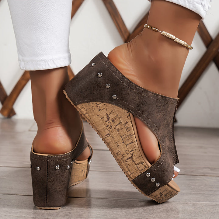 Vintage-Inspiratie Sleehak Sandalen - Open Teen & Gemakkelijk Aan te Trekken