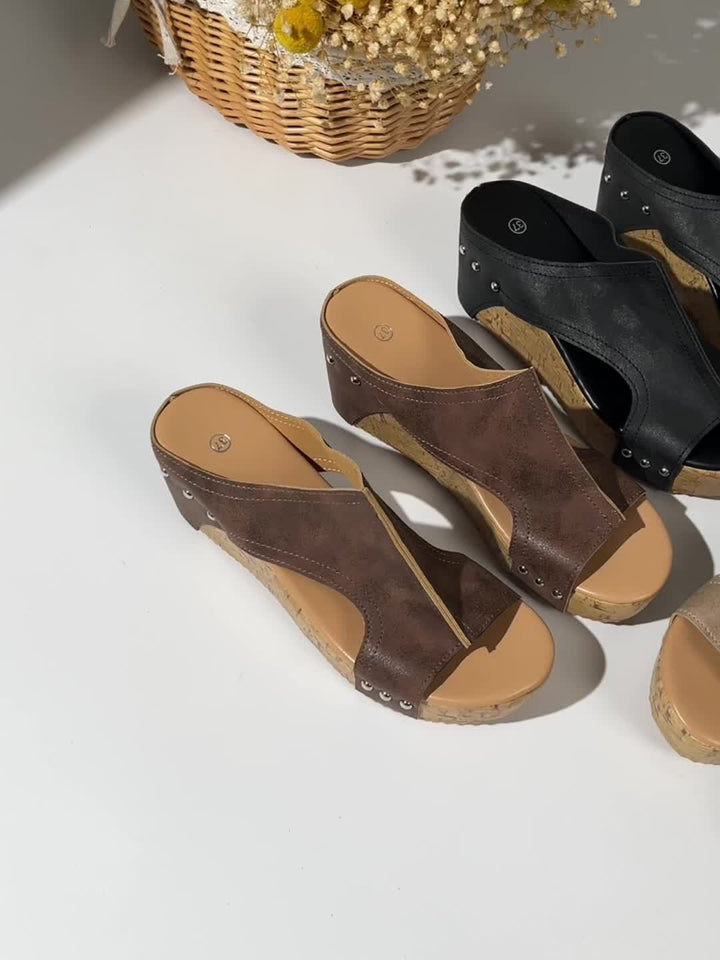 Vintage-Inspiratie Sleehak Sandalen - Open Teen & Gemakkelijk Aan te Trekken