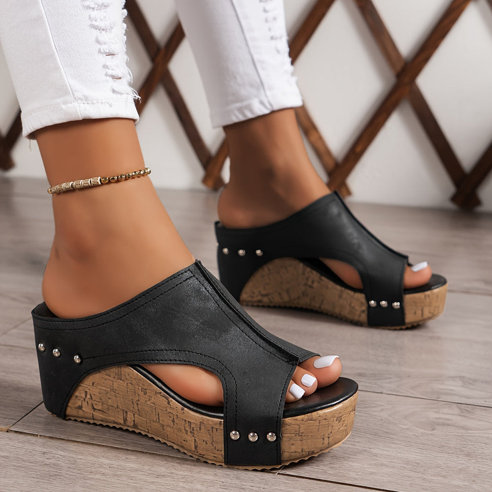 Vintage-Inspiratie Sleehak Sandalen - Open Teen & Gemakkelijk Aan te Trekken