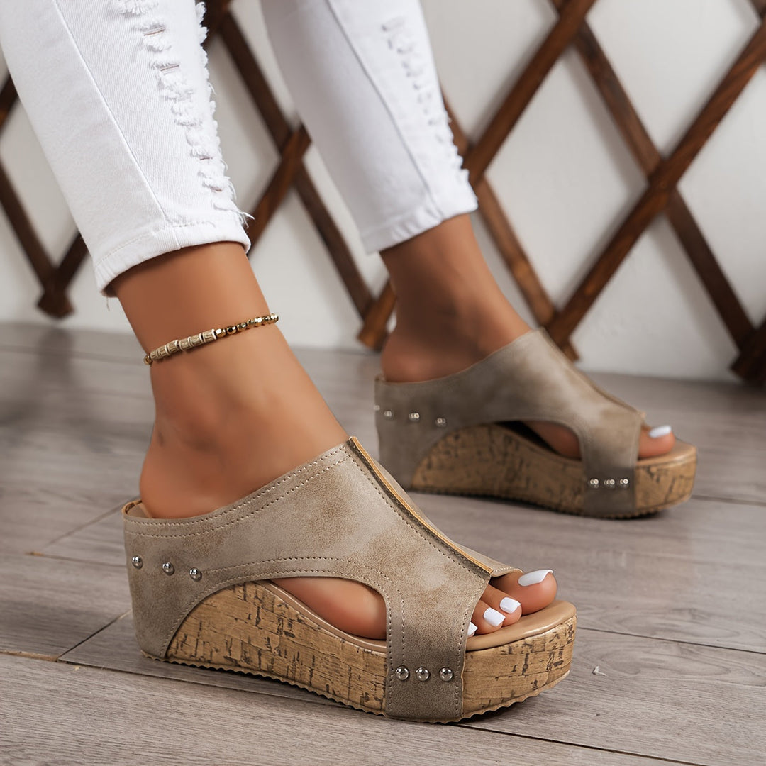 Vintage-Inspiratie Sleehak Sandalen - Open Teen & Gemakkelijk Aan te Trekken