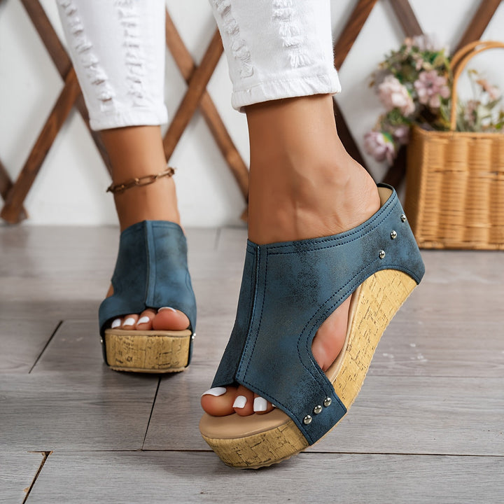 Vintage-Inspiratie Sleehak Sandalen - Open Teen & Gemakkelijk Aan te Trekken