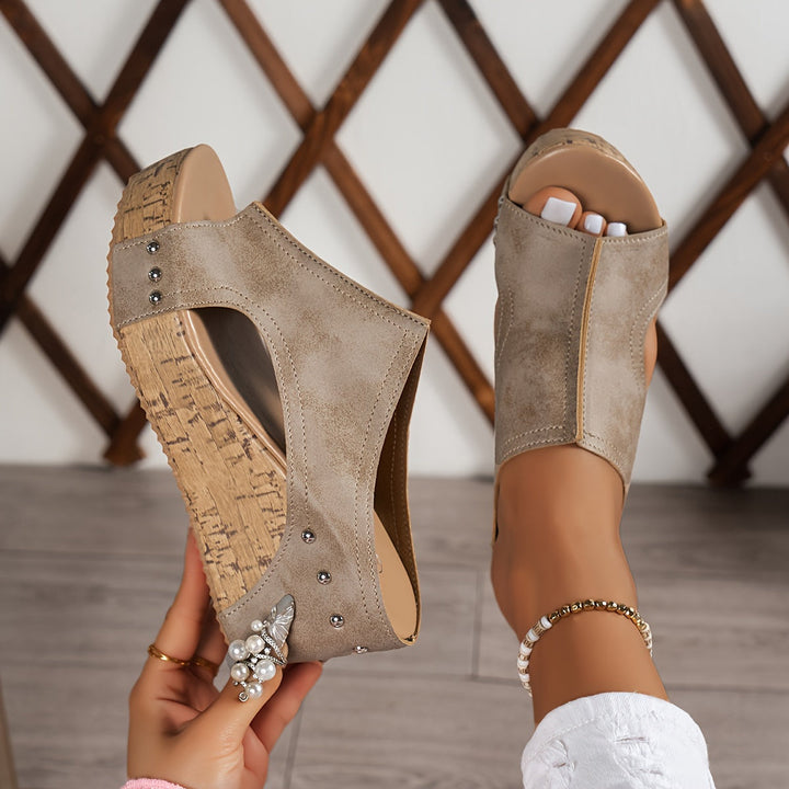 Vintage-Inspiratie Sleehak Sandalen - Open Teen & Gemakkelijk Aan te Trekken