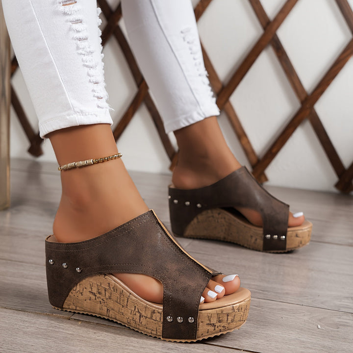 Vintage-Inspiratie Sleehak Sandalen - Open Teen & Gemakkelijk Aan te Trekken