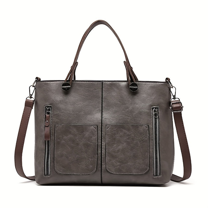 Vintage-Stijl Tote Tas - Grote Vorm & Meerdere Vakken