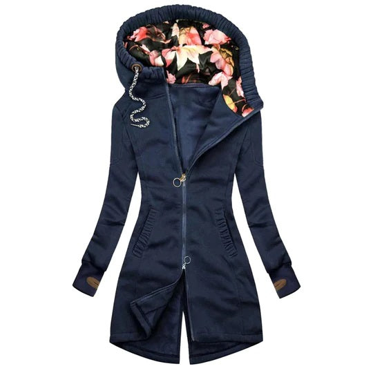 Warme lange winterjas met capuchon