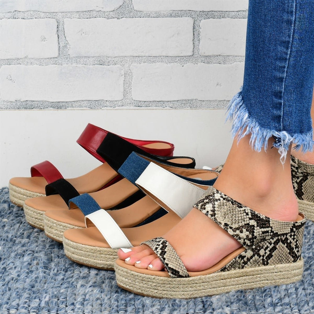 Wedge Hak Sandalen – Jute Bovenmateriaal & Comfortabele Pasvorm