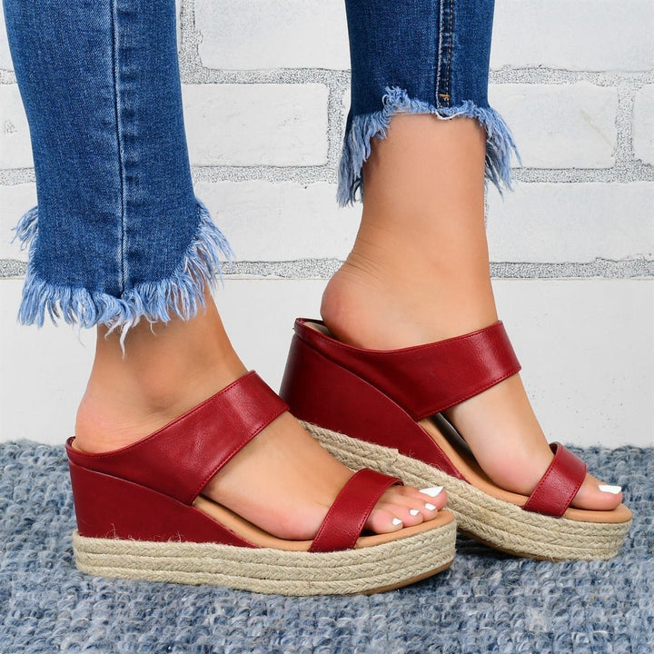 Wedge Hak Sandalen – Jute Bovenmateriaal & Comfortabele Pasvorm