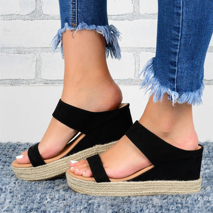 Wedge Hak Sandalen – Jute Bovenmateriaal & Comfortabele Pasvorm