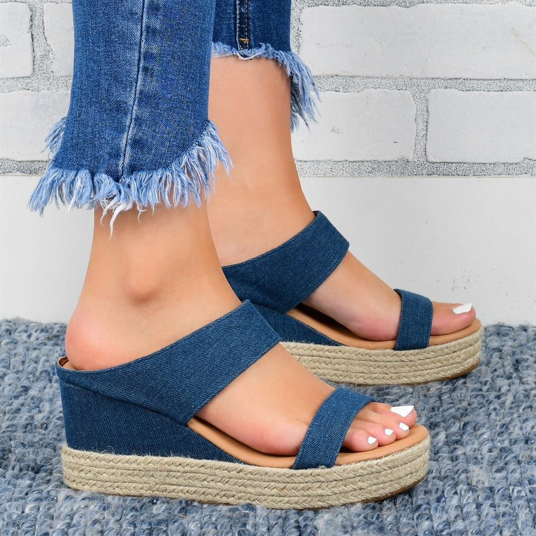 Wedge Hak Sandalen – Jute Bovenmateriaal & Comfortabele Pasvorm