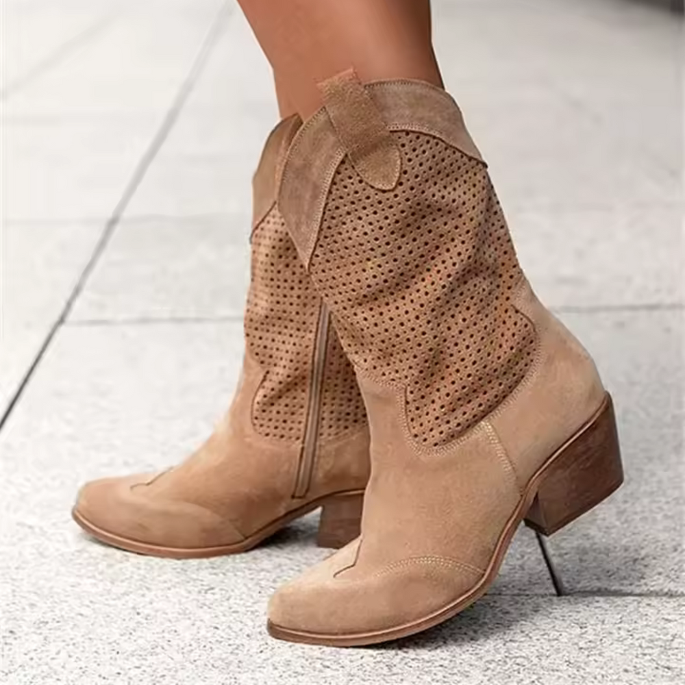 Westernlaarzen - Geperforeerd Suede En Comfortabel Lopen