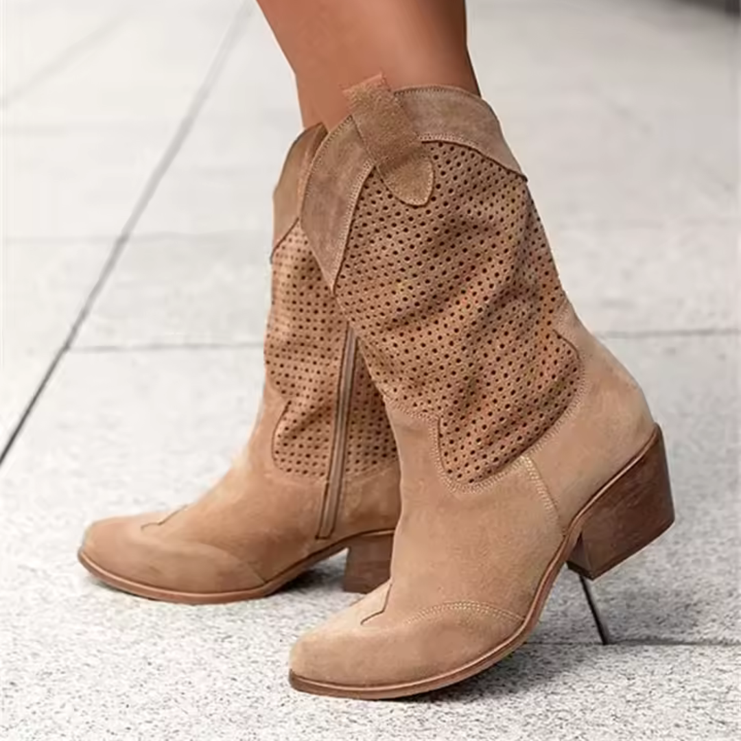 Westernlaarzen - Geperforeerd Suede En Comfortabel Lopen