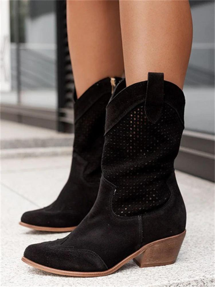 Westernlaarzen - Geperforeerd Suede En Comfortabel Lopen