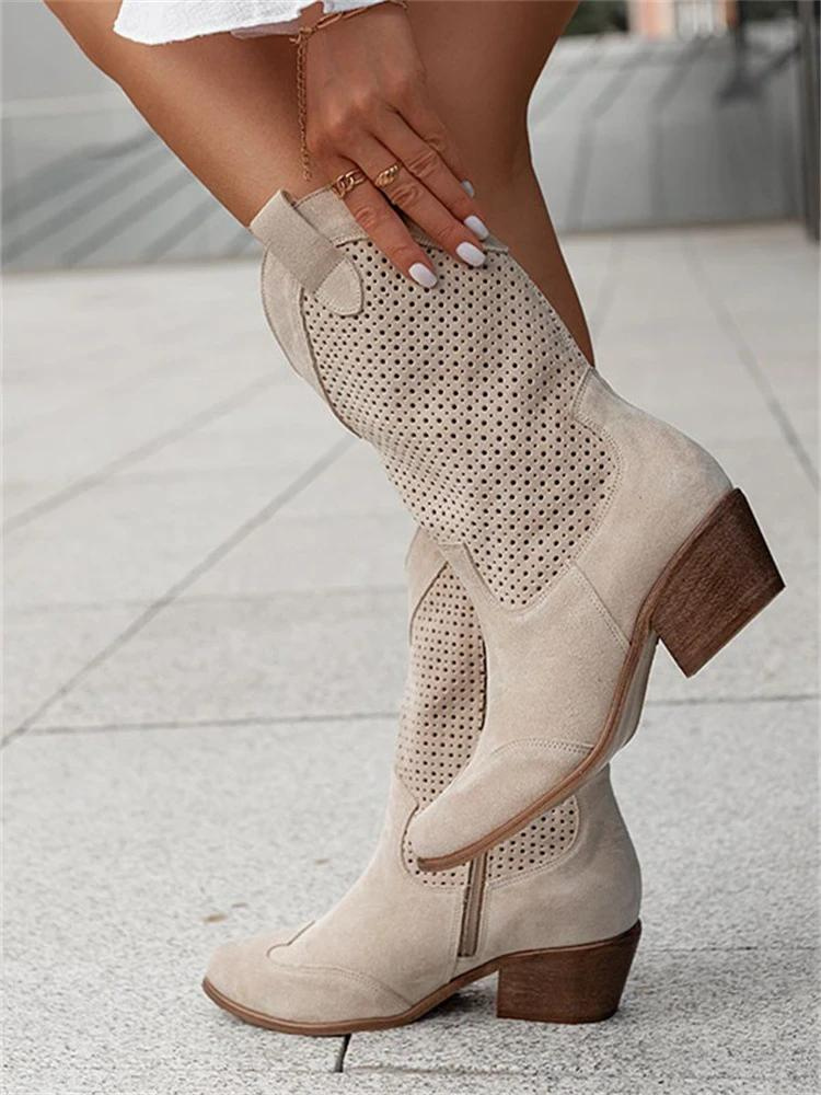 Westernlaarzen - Geperforeerd Suede En Comfortabel Lopen