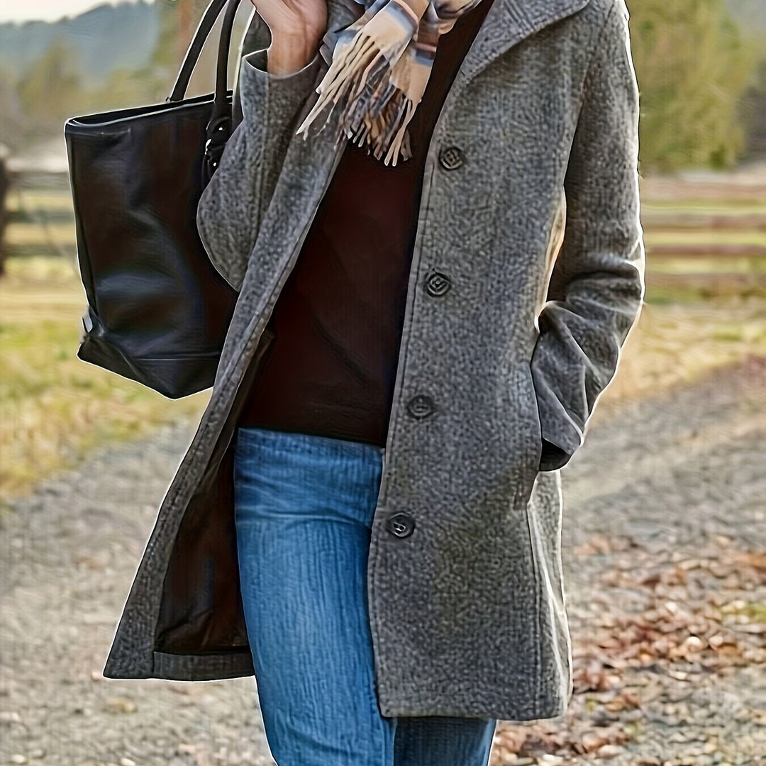 Wolmix Jas – Middellange Met Knoopsluiting En Warmte