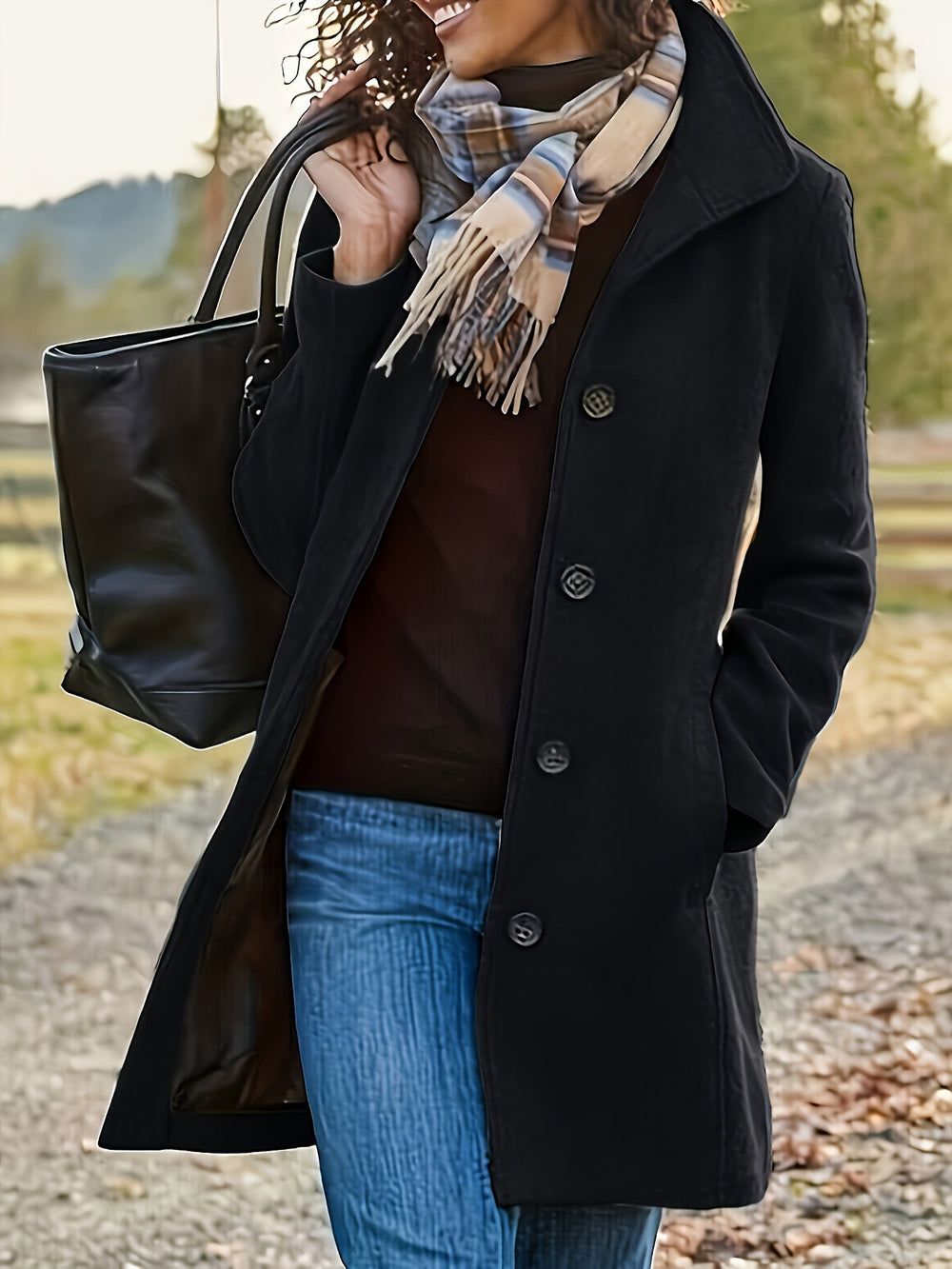 Wolmix Jas – Middellange Met Knoopsluiting En Warmte