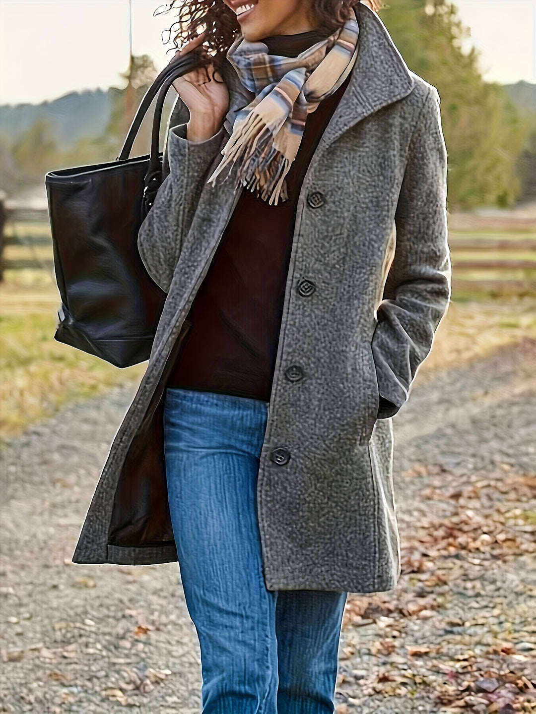 Wolmix Jas – Middellange Met Knoopsluiting En Warmte