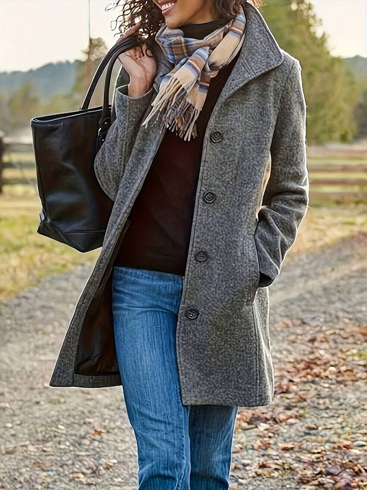 Wolmix Jas – Middellange Met Knoopsluiting En Warmte