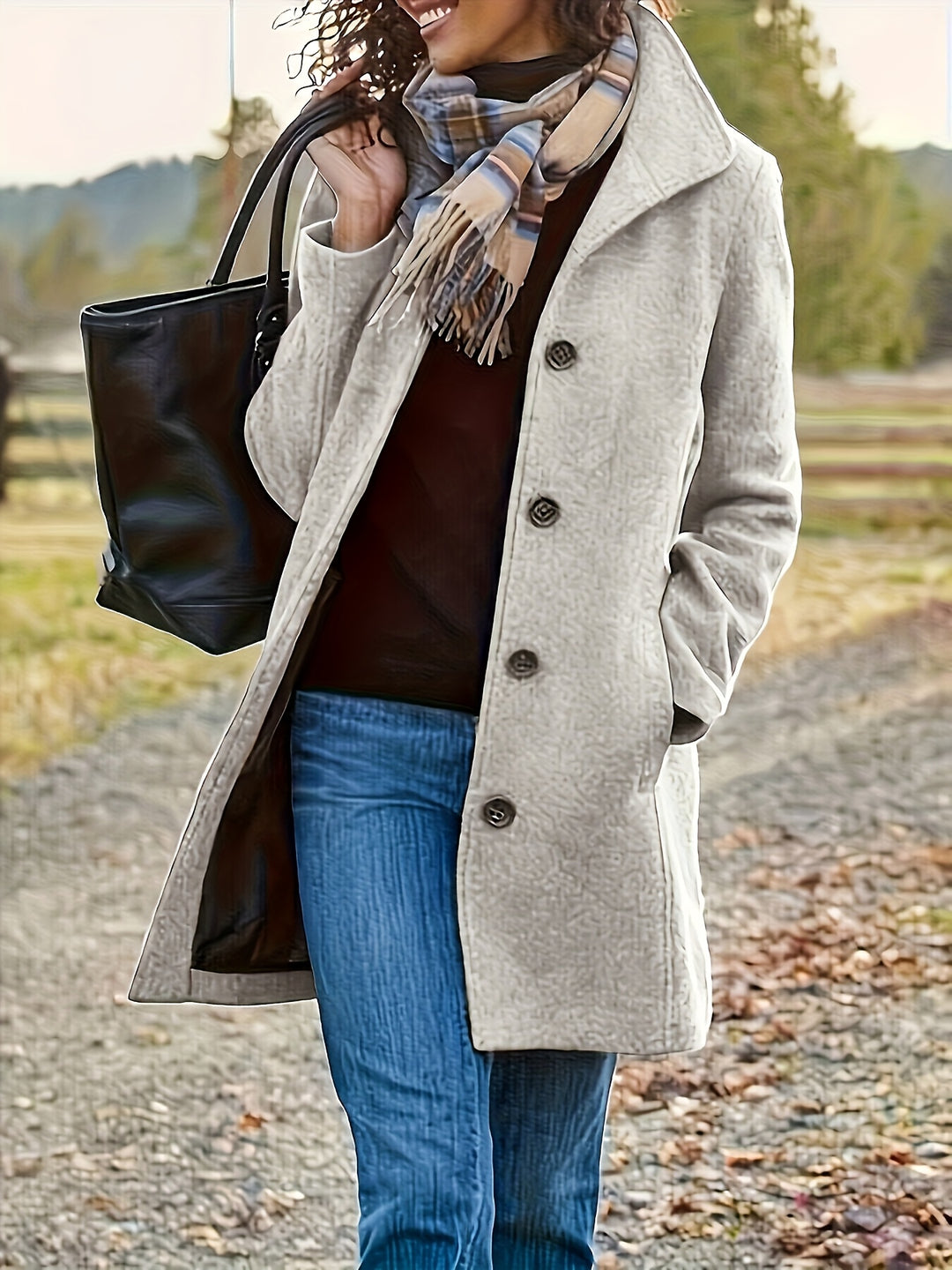 Wolmix Jas – Middellange Met Knoopsluiting En Warmte