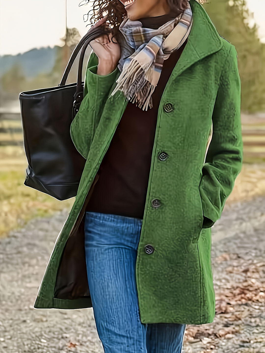 Wolmix Jas – Middellange Met Knoopsluiting En Warmte