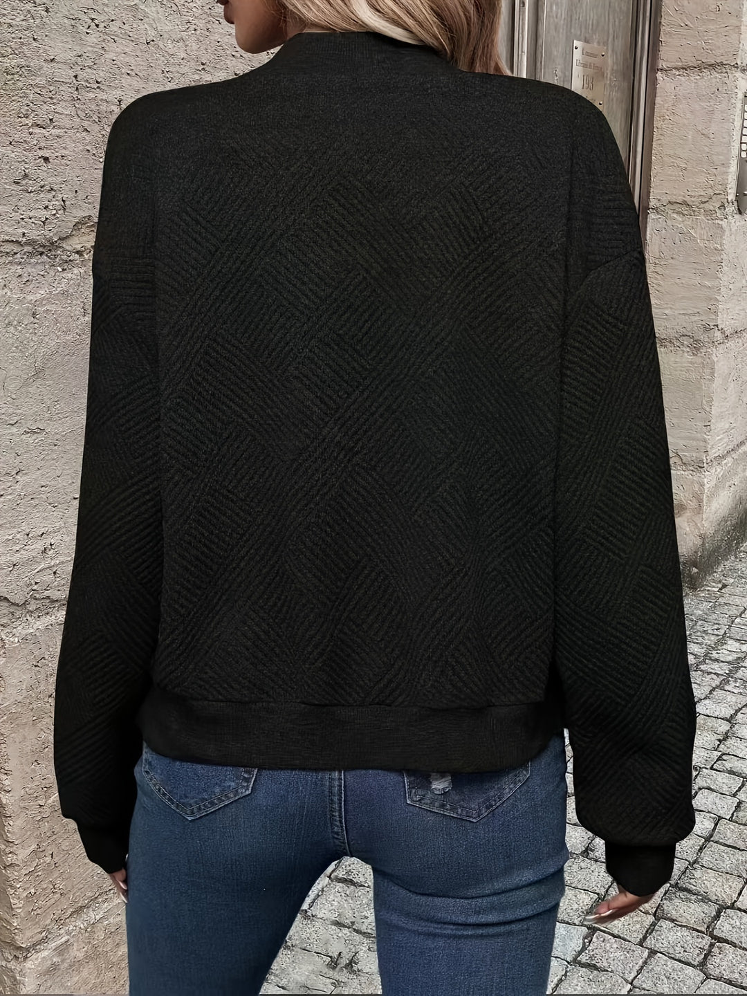 Zip-Up Jas - Textuur Stof & Machine Wasbaar Ontwerp