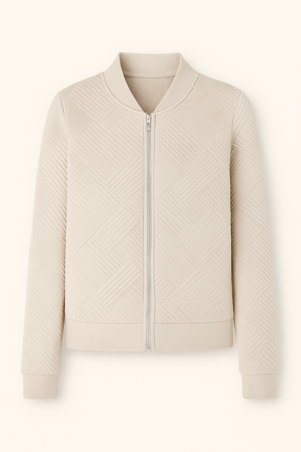 Zip-Up jas - lange mouwen & structuurpatroon