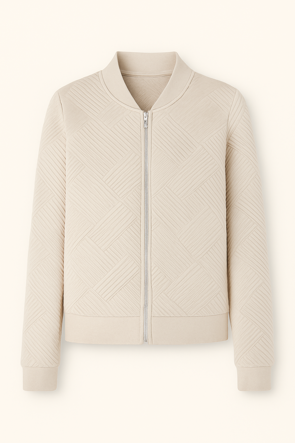 Zip-Up jas - lange mouwen & structuurpatroon