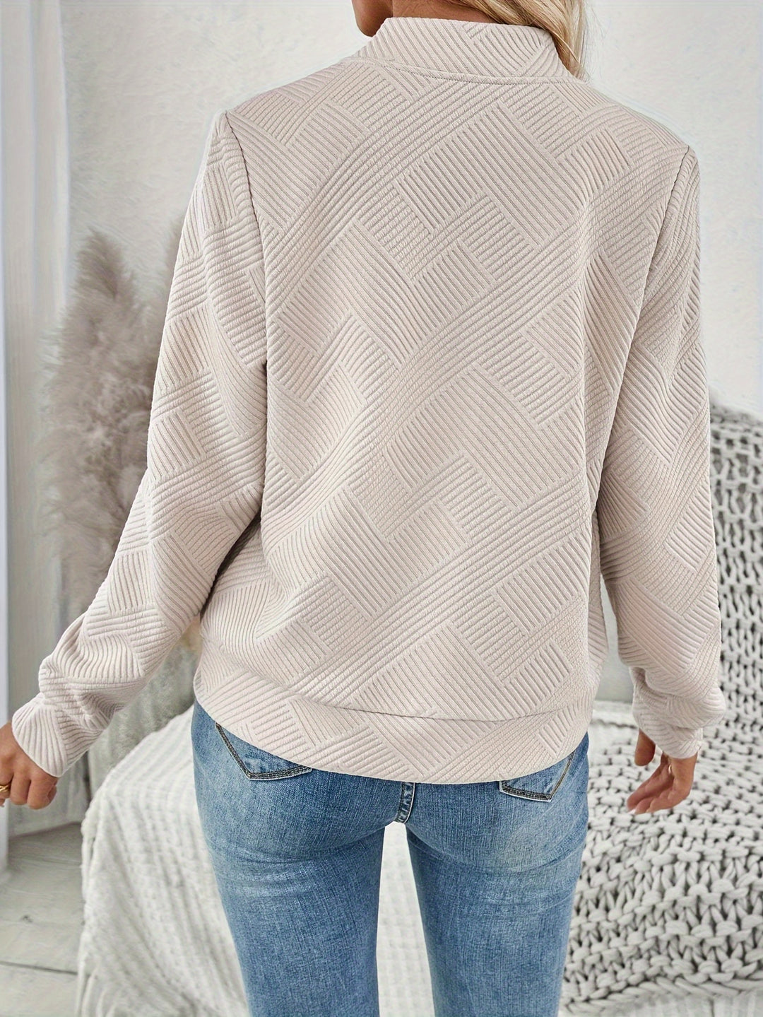 Zip-Up jas - lange mouwen & structuurpatroon