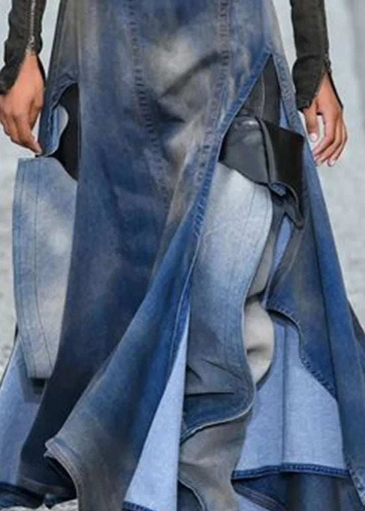 Zoella - Blauwe asymmetrische patchwork denim rok