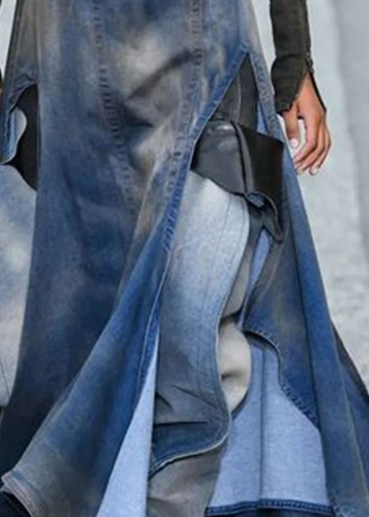 Zoella - Blauwe asymmetrische patchwork denim rok