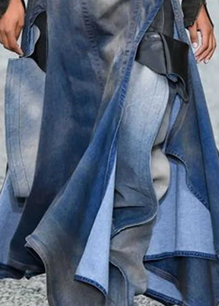Zoella - Blauwe asymmetrische patchwork denim rok