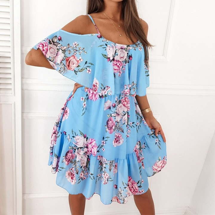 Zomerse Jurk - Bloemenchiffon & Off-Shoulder Ontwerp