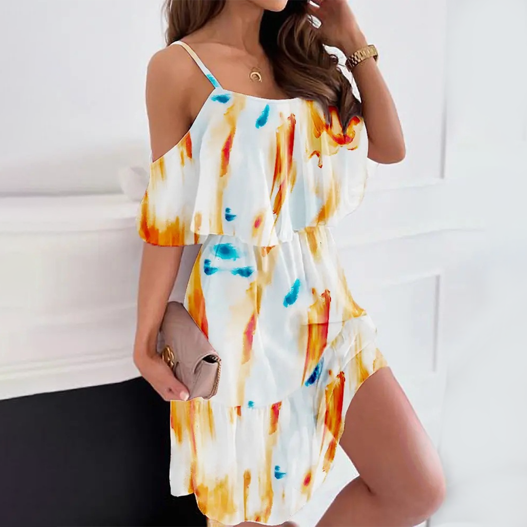 Zomerse Jurk - Bloemenchiffon & Off-Shoulder Ontwerp