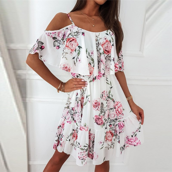 Zomerse Jurk - Bloemenchiffon & Off-Shoulder Ontwerp
