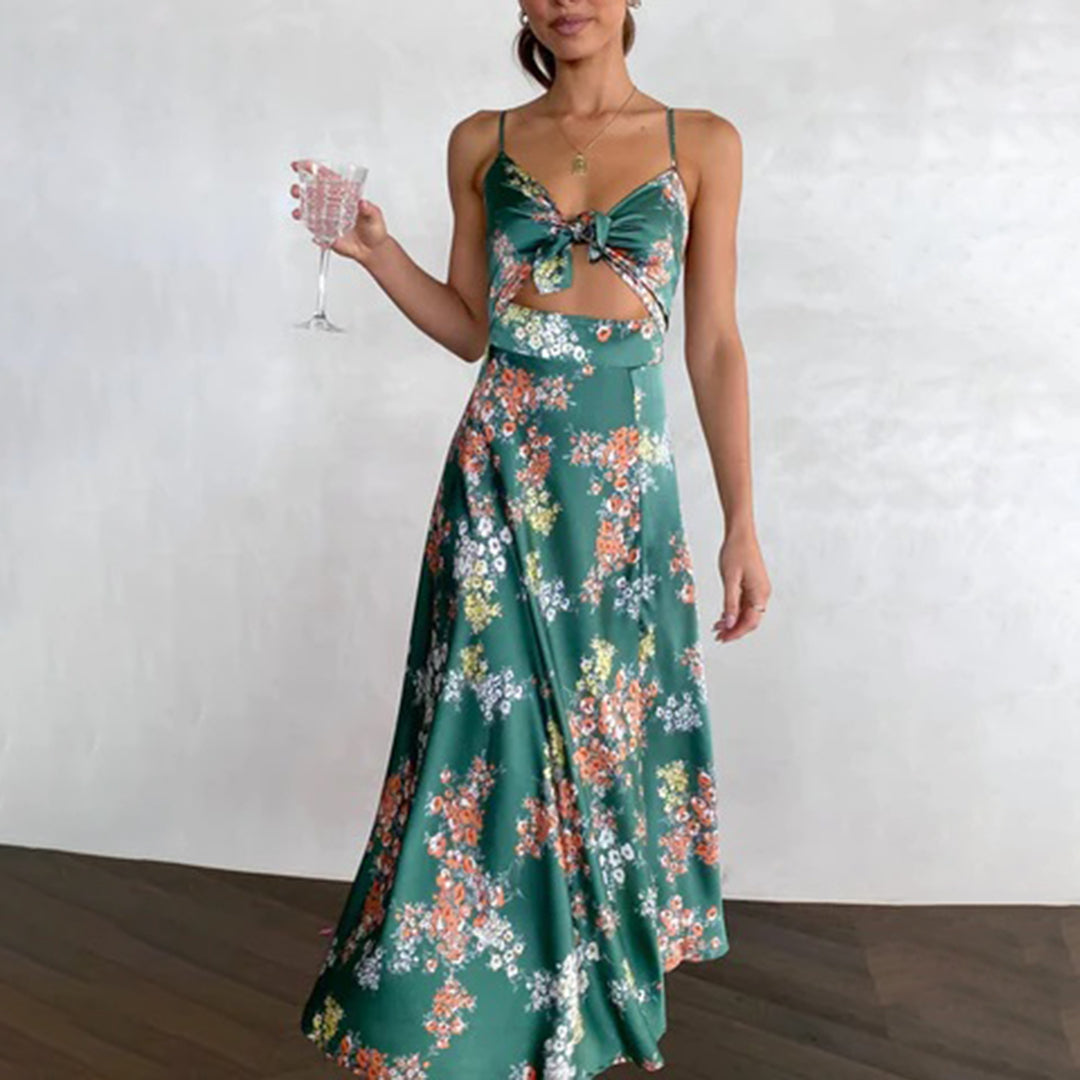 Zomerse Midi-jurk - Bloemenpatroon & Spaghetti Bandjes