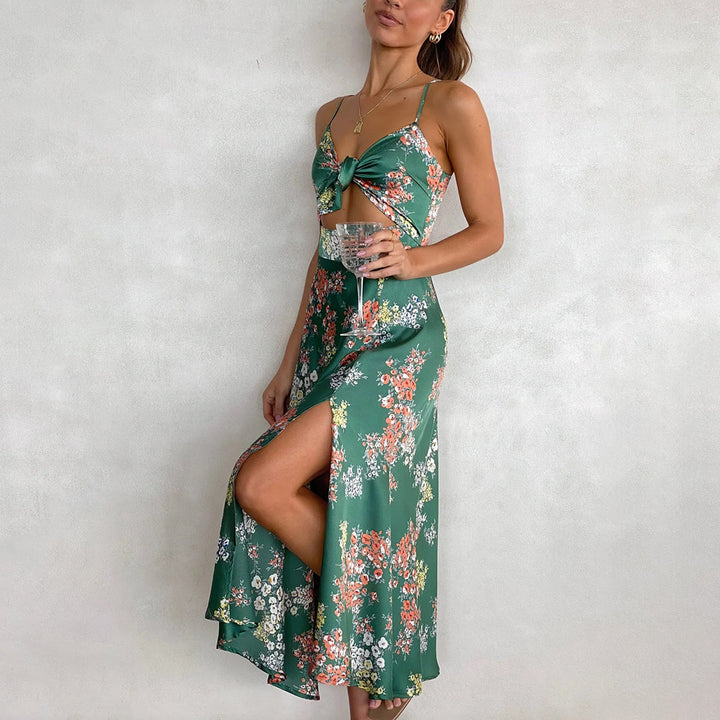 Zomerse Midi-jurk - Bloemenpatroon & Spaghetti Bandjes