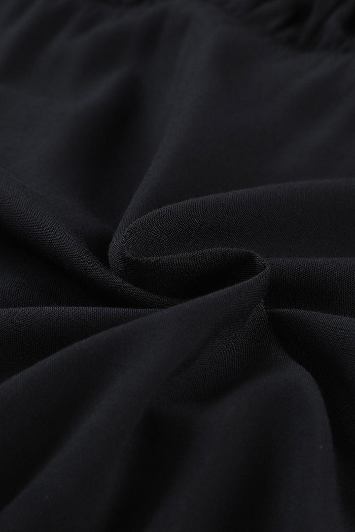 Zwart Minijurkje - Ruches Mouwen & Peplum Taille